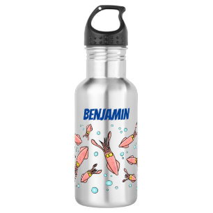 Cute funny pink squid cartoon pattern 532 ml water bottle