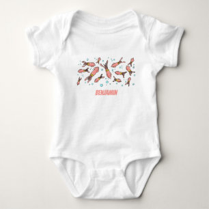 Cute funny pink squid cartoon pattern baby bodysuit