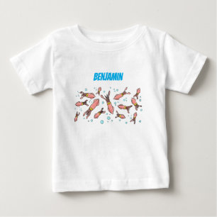 Cute funny pink squid cartoon pattern baby T-Shirt