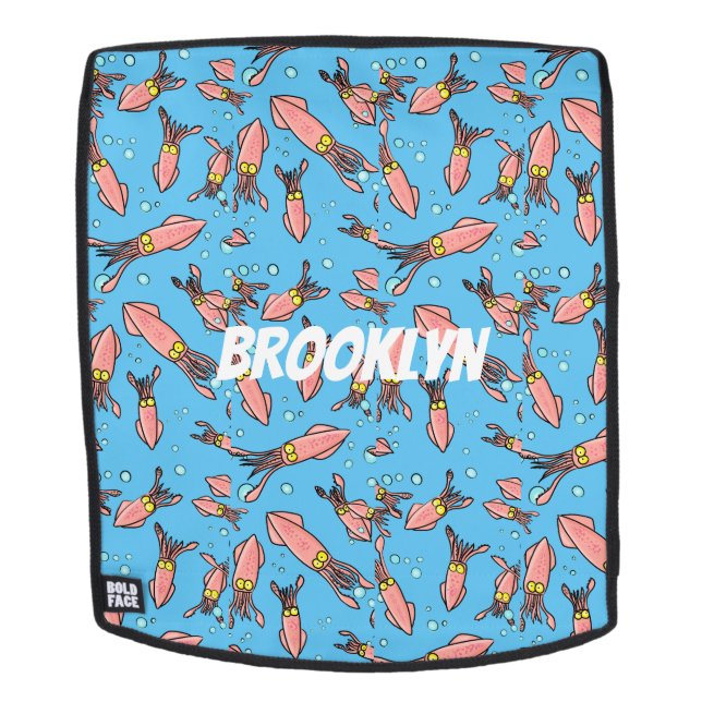 Cute funny pink squid cartoon pattern backpack (Removable Face)