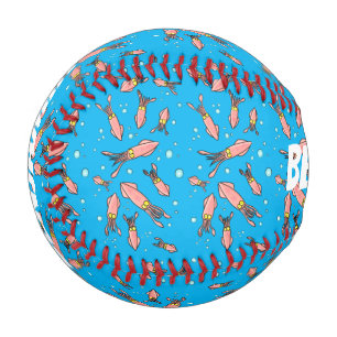 Cute funny pink squid cartoon pattern baseball