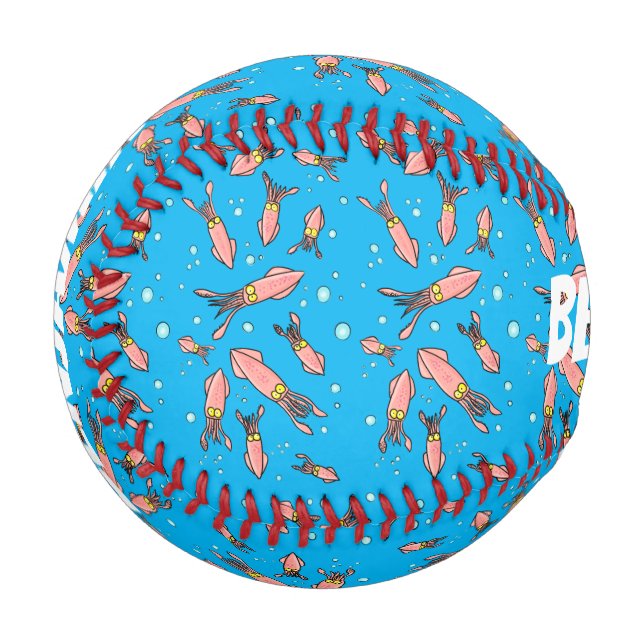 Cute funny pink squid cartoon pattern baseball (Front Left)