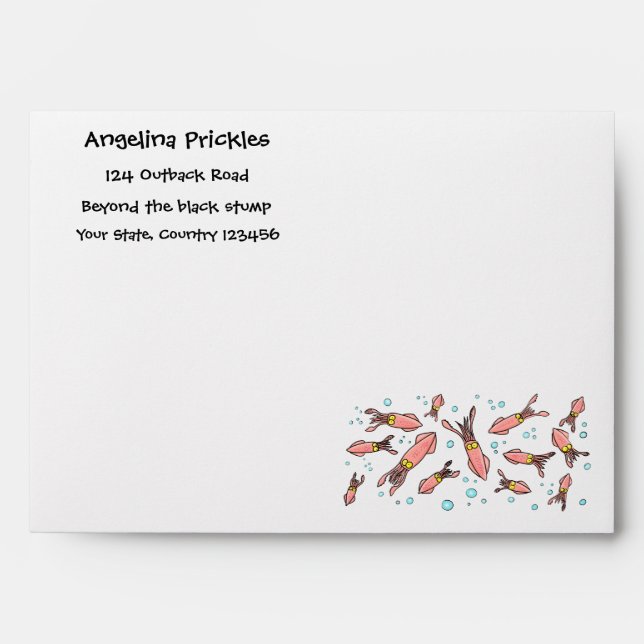 Cute funny pink squid cartoon pattern envelope (Front)