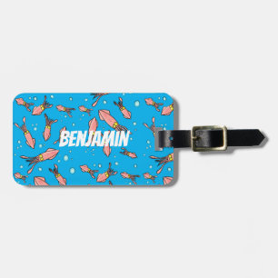 Cute funny pink squid cartoon pattern luggage tag