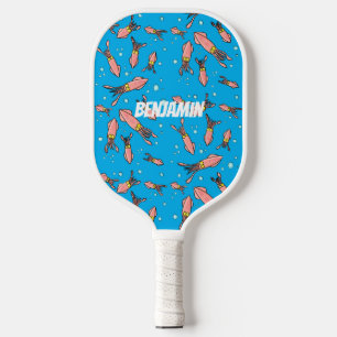 Cute funny pink squid cartoon pattern  pickleball paddle