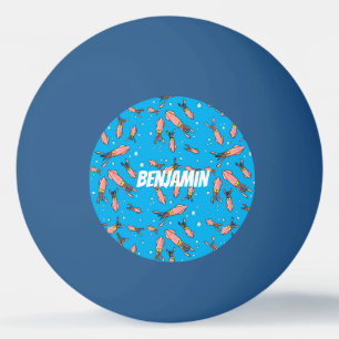 Cute funny pink squid cartoon pattern ping pong ball