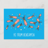 Cute funny pink squid cartoon pattern