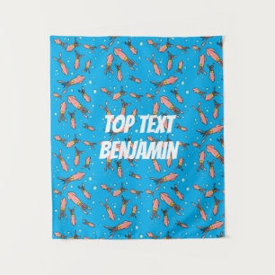 Cute funny pink squid cartoon pattern  tapestry