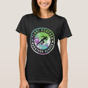Cute Funny Plant Powered Vegan Marathon Runner T-Shirt