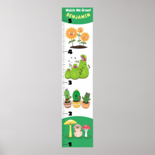 Cute funny plants cartoon growth chart