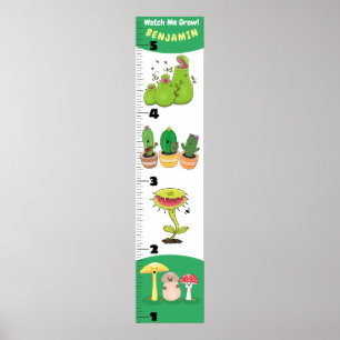 Cute funny plants cartoon growth chart