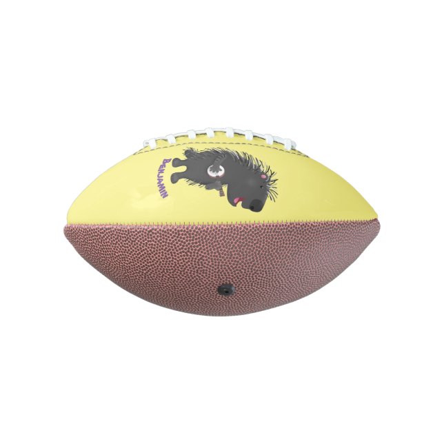 Cute funny porcupine playing banjo cartoon american football (Rotated 270)