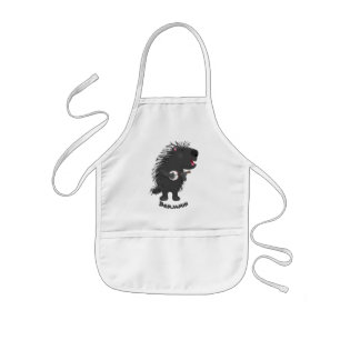Cute funny porcupine playing banjo cartoon kids apron