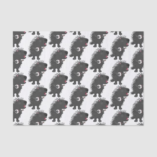 Cute funny porcupine playing banjo cartoon tissue paper (Front)