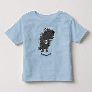 Cute funny porcupine playing banjo cartoon toddler T-Shirt