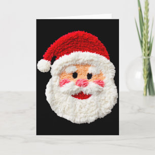Cute Funny Preppy Faux Yarn Santa Claus Face Merry Card