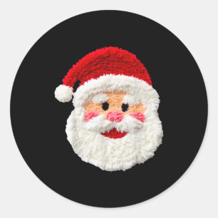 Cute Funny Preppy Faux Yarn Santa Claus Face Merry Classic Round Sticker
