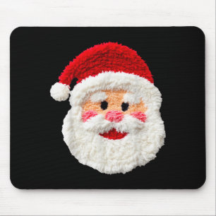 Cute Funny Preppy Faux Yarn Santa Claus Face Merry Mouse Mat
