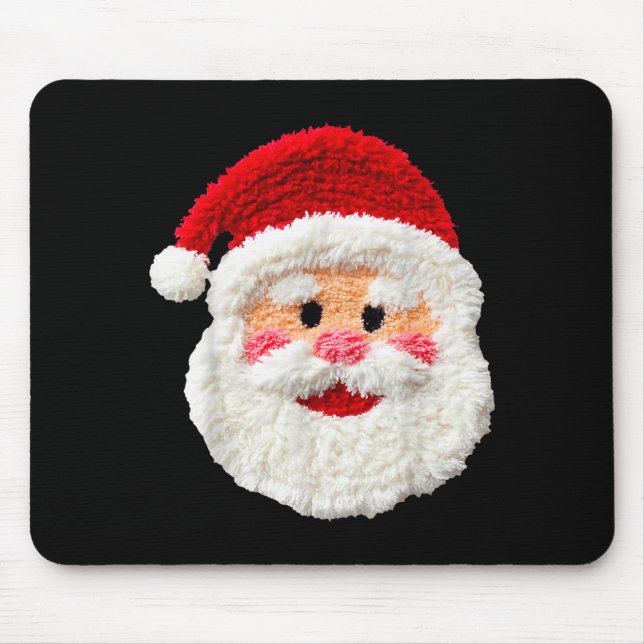 Cute Funny Preppy Faux Yarn Santa Claus Face Merry Mouse Mat (Front)