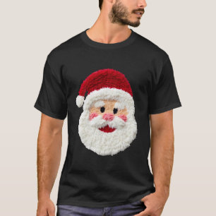 Cute Funny Preppy Faux Yarn Santa Claus Face Merry T-Shirt