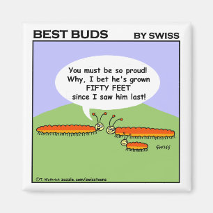 Cute Funny Proud Mum & Child Caterpillar Cartoon Magnet