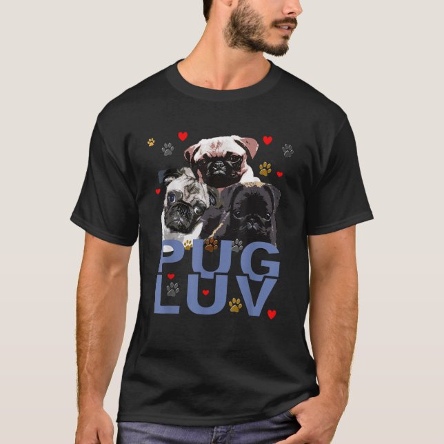 CUTE FUNNY PUG DOG PUPPY PUG LUV T SHIRT ART T Shi (Front)