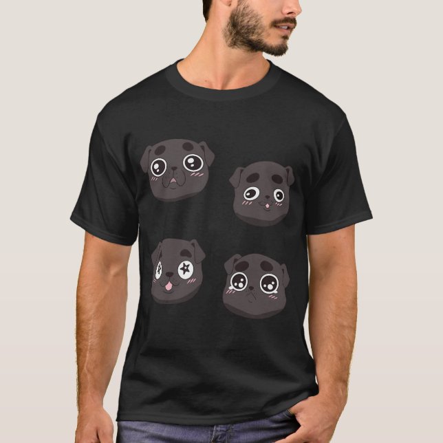 Cute funny pug face pack T-Shirt (Front)