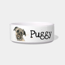 Cute funny Pug painting Speckled customisable Bowl