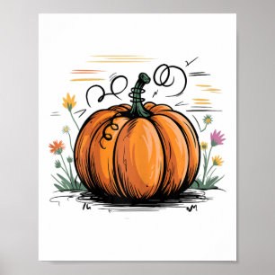 Cute Funny Pumpkin For Halloween And Thanksgiving Poster
