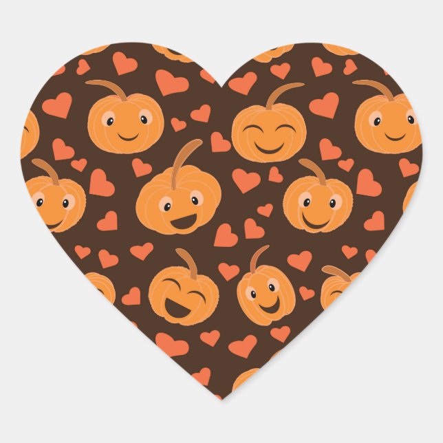  Cute  funny  pumpkins pattern with heart shapes   Sticker (Front)