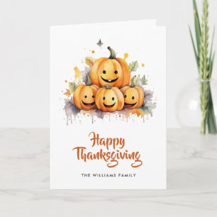 Cute Funny Pumpkins Photo Happy Thanksgiving Card