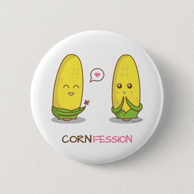 Cute Funny Punny Corn Love Confession 6 Cm Round Badge (Front)