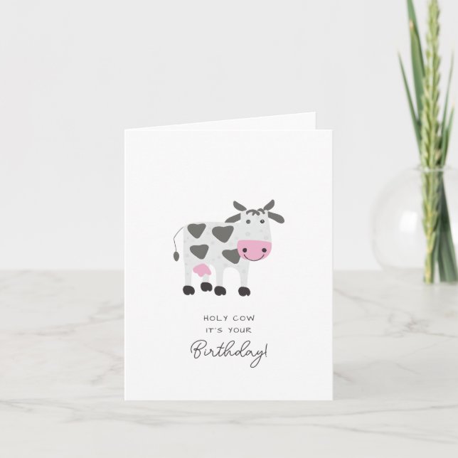 Cute Funny Punny Holy Cow It's Your Birthday Card (Front)