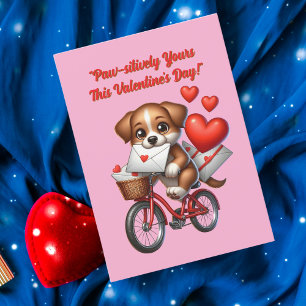 Cute Funny Puppy Love Hearts Valentines Card