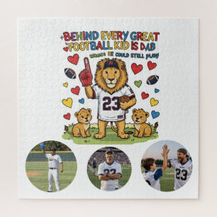 Cute Funny Quotes Lion Football Dad Photo Jigsaw Puzzle