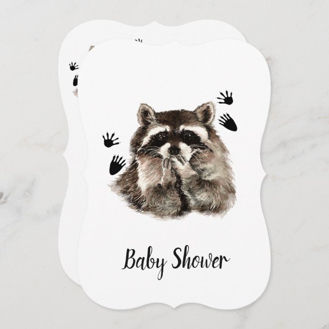 Cute Funny Racoon Garden Animal Baby Shower Invitation (Front/Back)