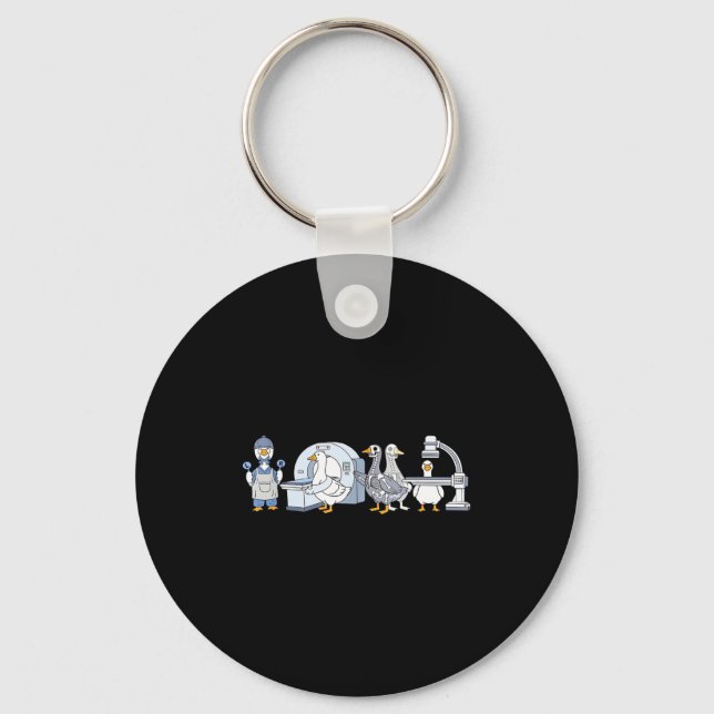 Cute funny radiologic technologist gooses tech key ring (Front)
