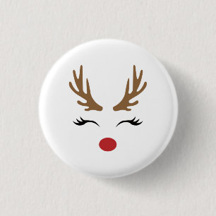 Cute Funny Red Nosed Reindeer Xmas Gifts 3 Cm Round Badge