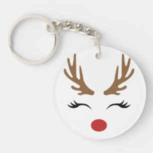 Cute Funny Red Nosed Reindeer Xmas Gifts Key Ring