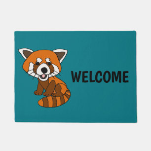 Cute Funny Red Panda Cartoon Doormat