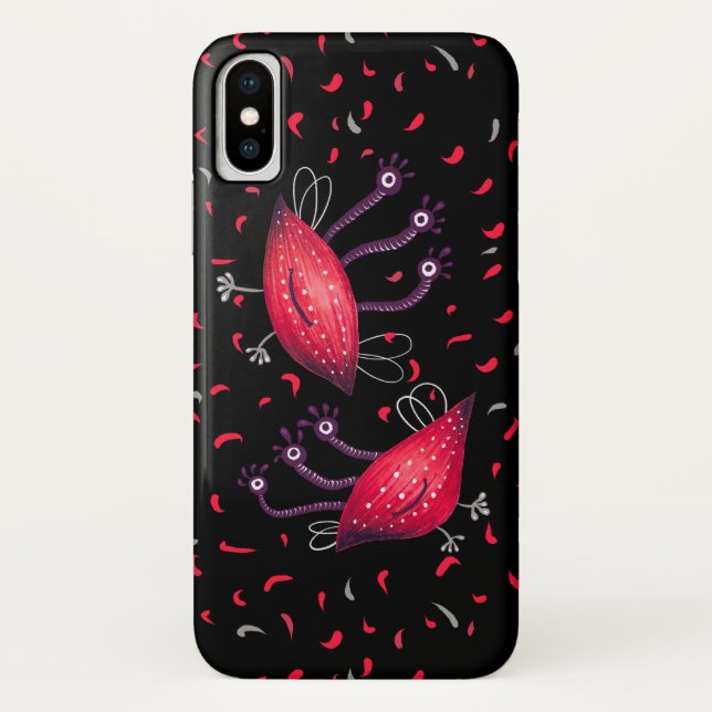 Cute Funny Red Three Eyed Cartoon Aliens Case-Mate iPhone Case (Back)