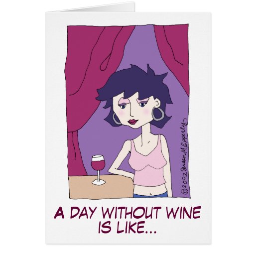 Image of Cute Funny Red Wine Vino Cartoon Girl
