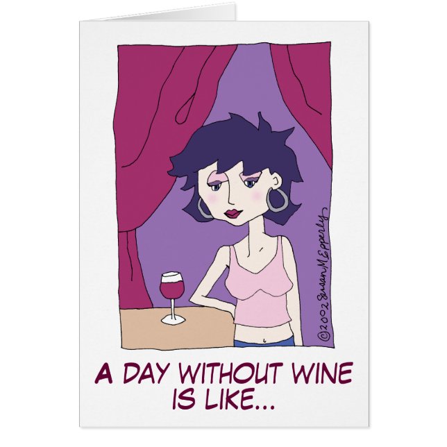 Cute Funny Red Wine Vino Cartoon Girl (Front)