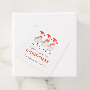 Cute Funny Red Winter Quacking Christmas Ducks  Favour Tags