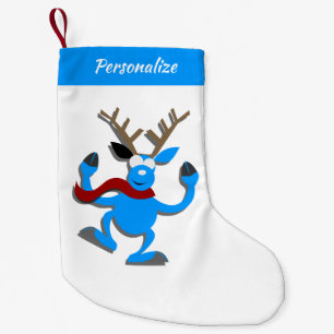 Cute & Funny Reindeer Cartoon Christmas Holiday Small Christmas Stocking