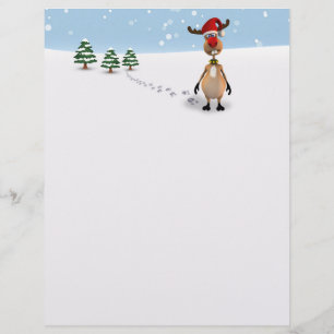 Cute Funny Reindeer Christmas Tree - Letterhead