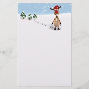 Cute Funny Reindeer Christmas Tree - Stationery