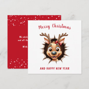 Cute Funny Reindeer Girl Christmas Card