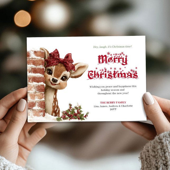 Cute Funny Reindeer Kids Cartoon Watercolor Cards (Cute Funny Reindeer Kids Cartoon Watercolor Greeting Card

)