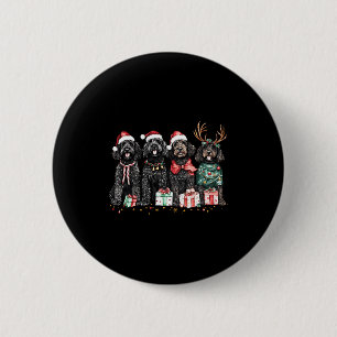 Cute Funny Reindeer Santa Black Goldendoodle Dogs  6 Cm Round Badge